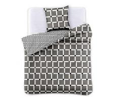 DecoKing Parure de Lit 135x200 cm 1 Taie doreiller 80x80 cm Housse de Couette Micro-Fibre Géométrie Géométrique Blanc Noir Gris Anthracite Graphite Acier Wall Hypnosis Collection