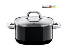 Silit 2101295037 Faitout Bas avec Couvercle, Ãmail, Noir, 24 cm