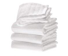 iDesign ensemble serviettes de bain (lot de 4), petits draps de bain rayÃ©s en coton, serviettes de toilette douces et absorbantes avec accroches pour lavabo ou WC dinvitÃ©s, blanc