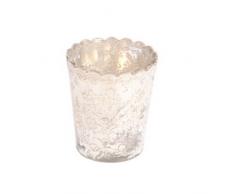 Ian Snow Photophore en Verre à Bord festonné Argenté