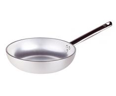 Pentole Agnelli - Radiante - Poêle évasée en Aluminium, épaisseur 5 mm, avec poignée Tubulaire en Acier Inoxydable, Couleur Argent 36 cm Argent