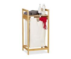 Relaxdays, nature Panier bambou, sac 30 L amovible portable, surface de rangement, coffre Ã linge, polyester, 1 Ã©lÃ©ment