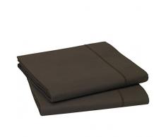 Blanc des Vosges Uni Percale Taie de traversin Coton Marron glace 90 x 230 cm