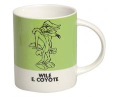 Excelsa Looney Tunes Wile & Coyote Tasse 300 ML, Porcelaine, Vert foncé, 8.9 x 8.9 x 9 cm