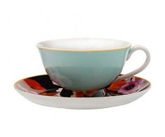 Maxwell Williams Tasse Ã thÃ© et Soucoupe en Cachemire avec Coffret Cadeau, Porcelaine, Porcelaine, Bleu/Noir, 200 ML