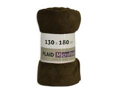 Plaid Microfibre Marron Chocolat 130x180 cm CHALET PMICR