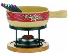 Kela 66525 service à fondue à fromage, 6 personnes, 10 pièces, céramique et bois, âMartignyâ