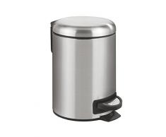 Wenko 22702100 Poubelle à pédale Leman Easy-Close 3 litres, Acier Inoxydable, Satiné, 20 x 17 x 28 cm