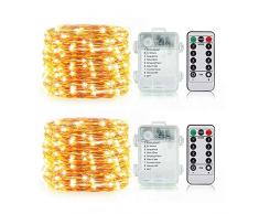 Umi. by Amazon - Guirlandes fÃ©eriques Ã 50Â LED de couleur unique, 5Â m, fonctionnent avec batterie et tÃ©lÃ©commande de rÃ©glage de la minuterie, intÃ©rieur ou extÃ©rieur, lot de 2
