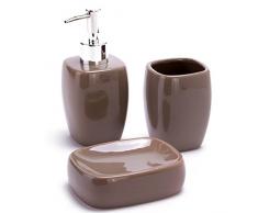MSV MS593 Set de salle de bain en céramique 3 pièces Taupe