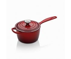 Le Creuset, Casserole en Fonte Ãmaillée avec Poignée Thermorésistante et Couvercle, Ronde, à 16 cm, 1.2 L, Compatible avec Toutes Sources de Chaleur (Induction Incluse), 2.372 kg, Cerise