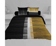 Soleil docre Graphique, Parure, Housse de Couette, Coton, Noir, 140 x 200 cm