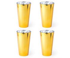 eBuyGB Verre Ã vin en mÃ©tal argentÃ© pour boire du jus deau et du vin 480 ml, Verre, dorÃ©, Lot de 4