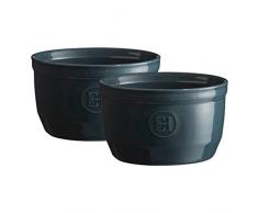 Emile Henry Eh974010 Le N°10 Set de 2 Ramequins Céramique Bleu Feu Doux 10,5 X 10,5 X 6 cm