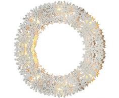 WeRChristmas Couronne de Flocons de Neige en Bois, avec éclairage intégré - Couronne de 32 cm pour décoration de Table ou Murale - Blanc