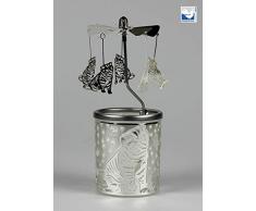 Kerzenfarm Hahn 84380 Photophore en Verre avec carrousel en Verre ArgentÃ© 16 x 6 x 6 cm