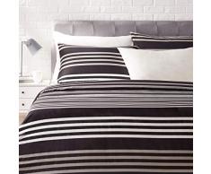 AmazonBasics Parure de lit avec housse de couette en satin, 260 x 220 cm / 50 x 80 cm x 2, Rayures