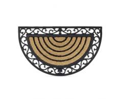 Relaxdays Paillasson fibres de coco 75x45 cm tapis de sol antidÃ©rapant demi-rond rayÃ© motifs rÃ©sistant aux intempÃ©ries, noir/nature