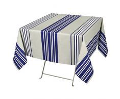 Vent Du Sud Nappe enduite BARBAZAN Marine 160 x 160, Coton, Rouge/Gris, 160 x 160 cm