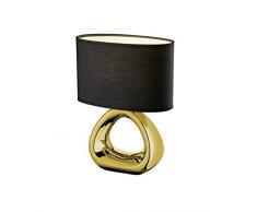 Reality, Lampe de table, Gizeh 1xE27, max.60,0 W Tissu, Noir, Corps: Céramique, or L:24,0cm, L:15,0cm, H:34,5cm IP20,Interrupteur de cordon