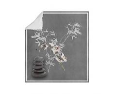 Soleil docre Plaid Polaire ImprimÃ©/, OrchidÃ©e, Sherpa, Polyester, Gris, 130x150 cm