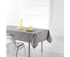 Douceur dIntÃ©rieur Nappe Rectangle 140 x 250 CM Chambray UNI Enduit Newton Gris, Polyester, 250x140 cm