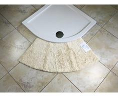 Cazsplash Petit Tapis de Douche Arrondi en Quart de Cercle, Microfibre, crÃ¨me, Taille M