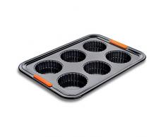 Le Creuset 94102939000000 Moule à 6 Tartelettes Anti-Adhérent sans PFOA, Résistant au Levain, Anthracite/Orange