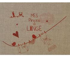 La BoÃ®te Ã Broder COU14RLN Coupon ImprimÃ© Mes Pinces Ã Linge Lin Naturel/Rouge