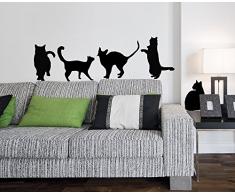 Decoramo Stickers muraux Chats DÃ©co Murale, PVC, Noir, 120Â x 0,1Â x 30Â cm
