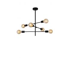 Lucide 21119/06/30 Plafonnier, MÃ©tal, E27, 160 W, Noir, NickelÃ©