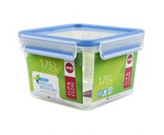 Emsa 508537, Boîte alimentaire rectangulaire avec couvercle, 1.75L ,Transparent/bleu, Clip & Close