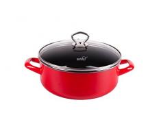 Kochstar K51504016 Faitout avec Couvercle Email Rouge 16 cm