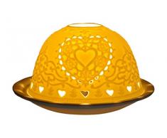 Him DL0043 cÅur (Hearts) -photophore en Porcelaine, Blanc Cassé, 12x12x8 cm