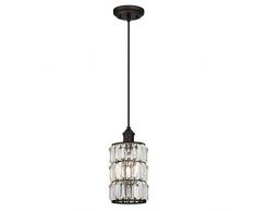 Westinghouse 6338440 63384 Luminaire Suspendu dIntérieur à Une Lampe, Finition Prismatique en Cristal, Verre, Bronze Huilé