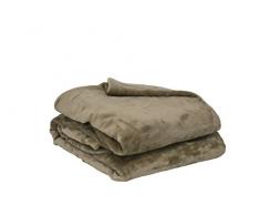 Couverture Polaire Polyester Taupe 130 x 170 cm - POYET MOTTE - Gamme MICROFLANELLE