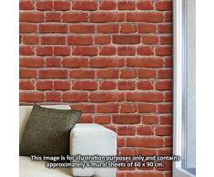 Walplus 4WM10003 Mural Autocollants Flexiplus Vintage Brique Mural Amovible Auto-Adhésif Art Autocollant Murals Crèche Restaurant Café Hôtel Construction Maison Bureau, Décoration Pack de 4