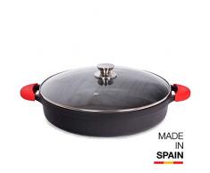 Valira 4139/25 Cocotte Basse Premium de 40 cm fabriquÃ© en Espagne, en Fonte daluminium avec Anti-adhÃ©rent Ã©cologique renforcÃ©, apte pour linduction, Noir