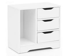 Wohnling WL5.708 Table de Chevet, Bois, Blanc, 49x30x48,5 cm