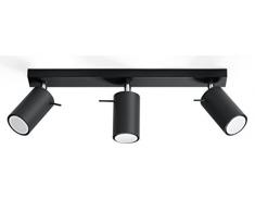 Plafonnier rond moderne 3 ampoules LED SOLLUX 3 SL.0093 - Pour salon - Couleur : noir Ampoule LED Gu-10