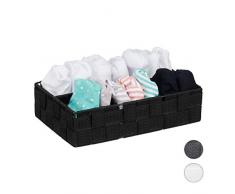 Relaxdays Corbeille de Rangement, 4 Compartiments, Stockage cosmétique, la Salle de Bain, 6,5 x 17,5 x 26 cm, Noir, PP, métal, 1 élément