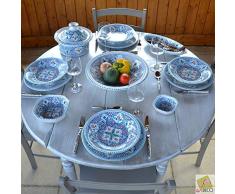 Service Ã couscous Marocain turquoise assiettes creuses - 6 pers