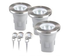 Set de spots de sol Smartwares 5000.158 Todi â Set de 3 â 12 V â Acier inoxydable â LED