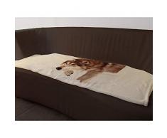 Soleil docre Plaid Polaire Microfibre imprimé Wolf, Polyester, Blanc, 150x130 cm