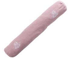 charme & douceur bas de porte 85x12cm polyester brode bonheur rose/blanc