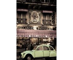 1art1 56662 Poster Paris CitroÃ«n Deux Chevaux devant PÃ¢tisserie 91 x 61 cm