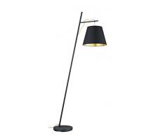 Trio-Leuchten 407500179 Lampe sur Pied, Tissu, Schwarz Matt/Gold