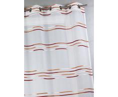 Home Maison HM6934302 Voilage de Fines Rayures Horizontales Etamine Tissée Polyester Terra Cotta 140 x 240 cm
