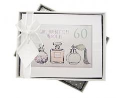 White Cotton Cards 60th Birthday, Petit Album Photo, flacons de Parfum, Blanc