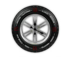 Zep YY133 Horloge mÃ©tal, Noir, Gris, Rouge, 50 x 50 x 13 cm